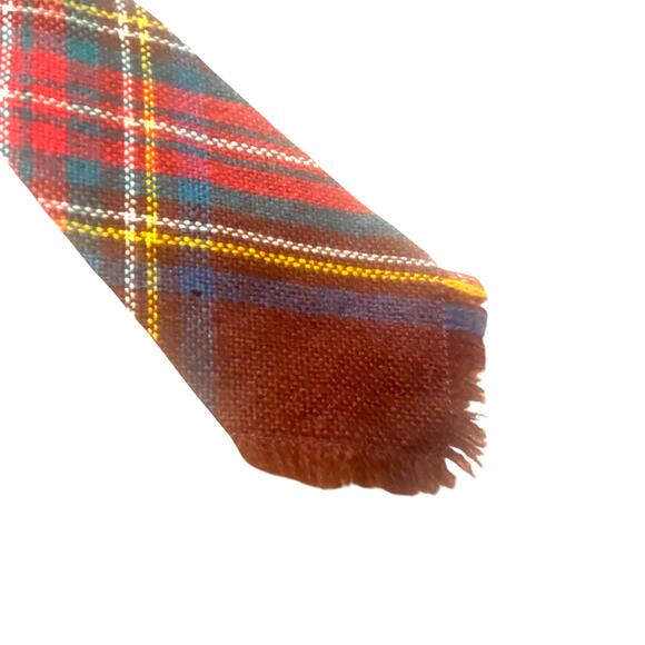 Vintage Pilgrim Cravats Sears Necktie Brown Red Yellow Plaid Wool 57x4 Mad Men - Picture 5 of 9